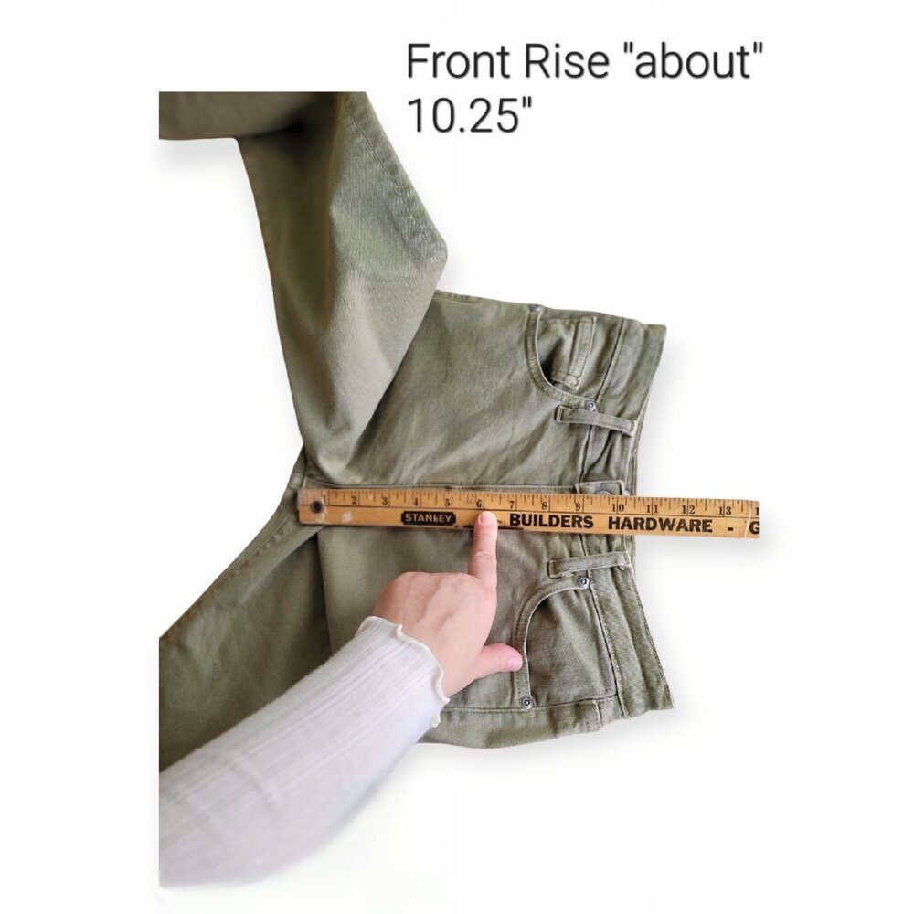 Jonathan Simkhai Green High Rise Frayed Hem Straight Leg Eco-Friendly Jeans 25 - Picture 11 of 16